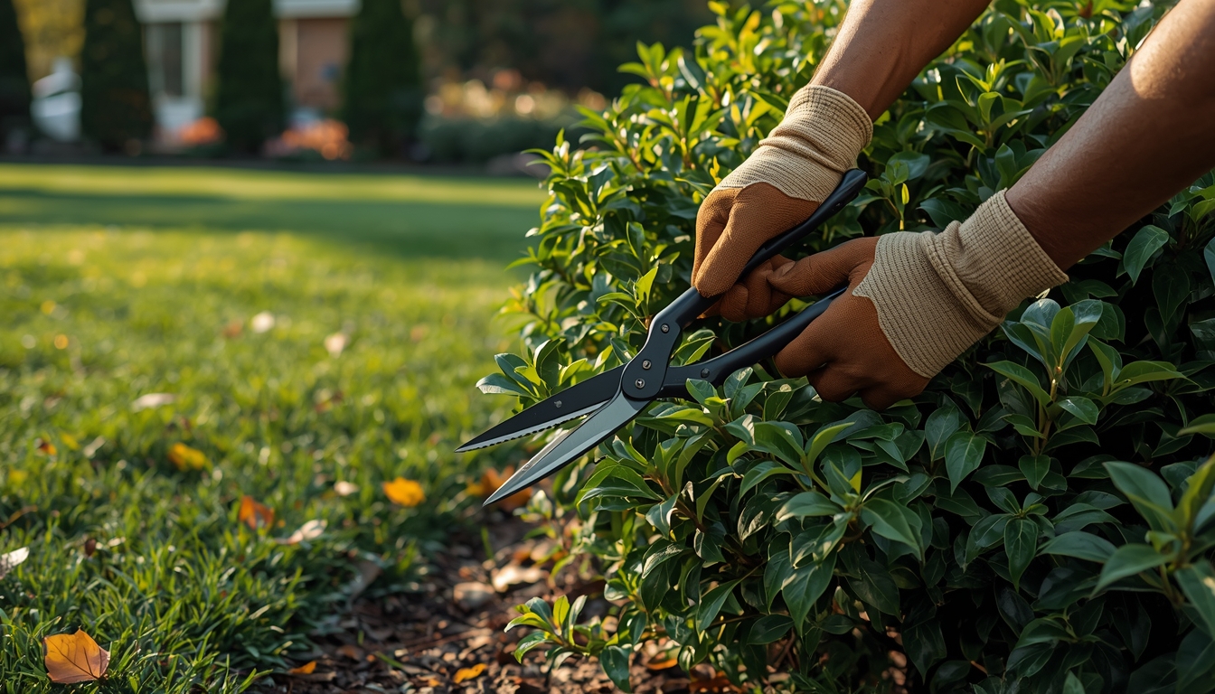 Shrub trimming as part of garden care by Threxxonstzleul